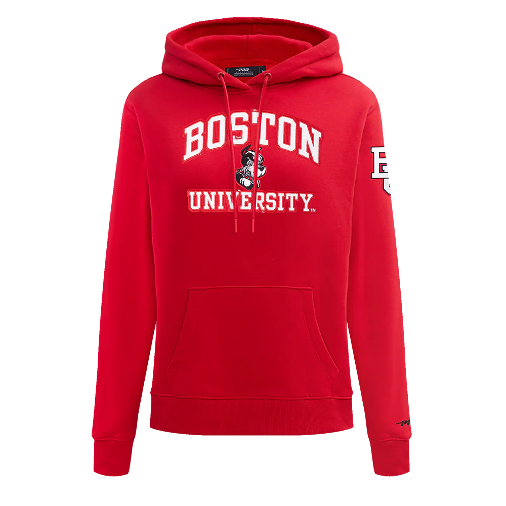BOSTON UNIVERSITY CLASSIC WOMEN'S FLEECE PULLOVER HOODIE (RED)