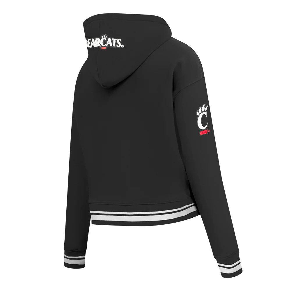 COLLEGE UNIVERSITY OF CINCINNATI CLASSIC WOMEN'S RIB FLC CROPPED PO HOODIE (BLACK) - Image 4