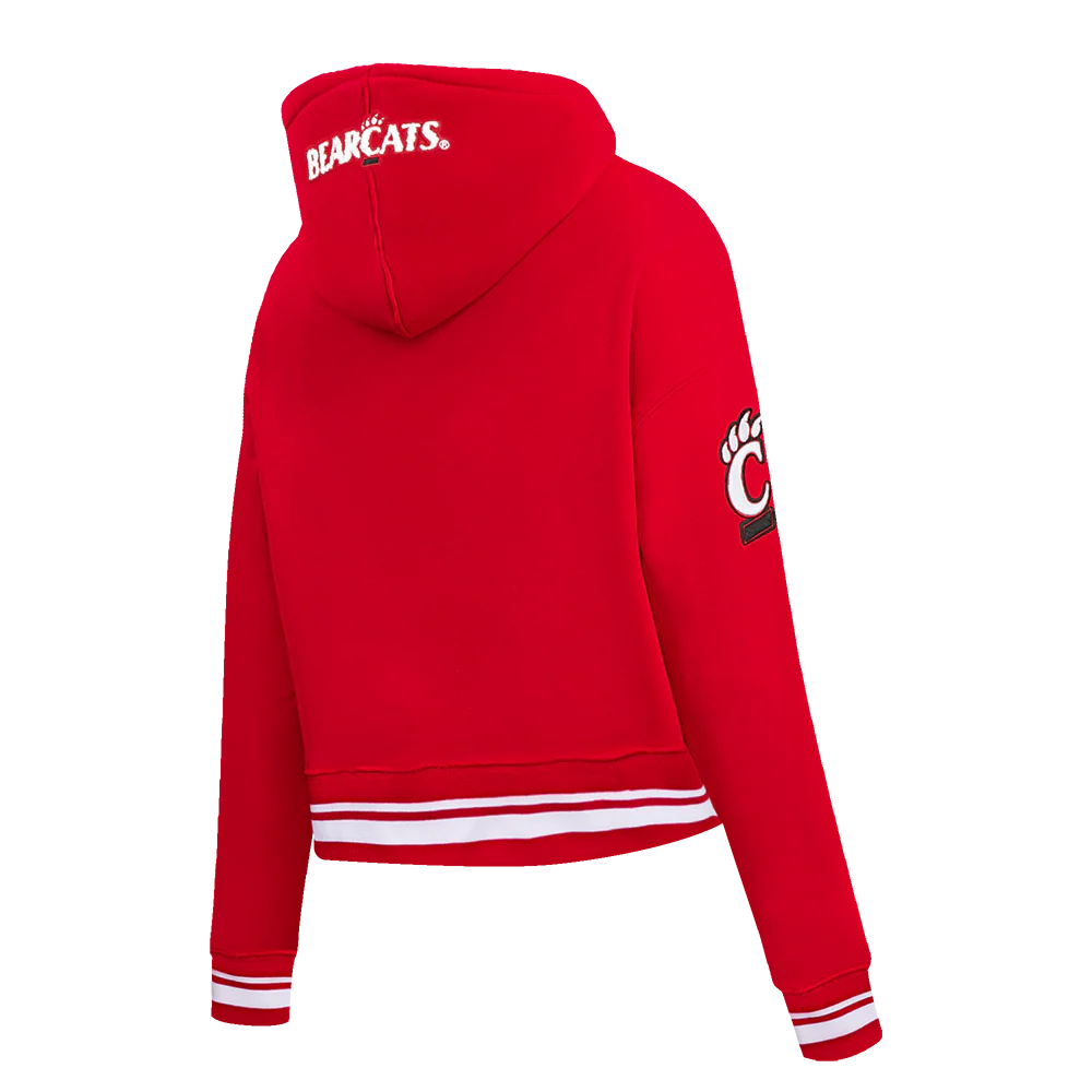 COLLEGE UNIVERSITY OF CINCINNATI CLASSIC WOMEN'S RIB FLC CROPPED PO HOODIE (RED) - Image 4