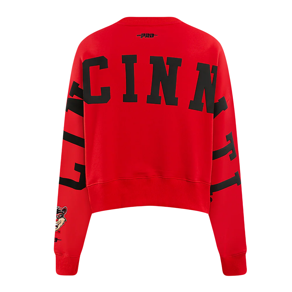 COLLEGE UNIVERSITY OF CINCINNATI WINGSPAN WOMEN'S FLC CREWNECK (RED)