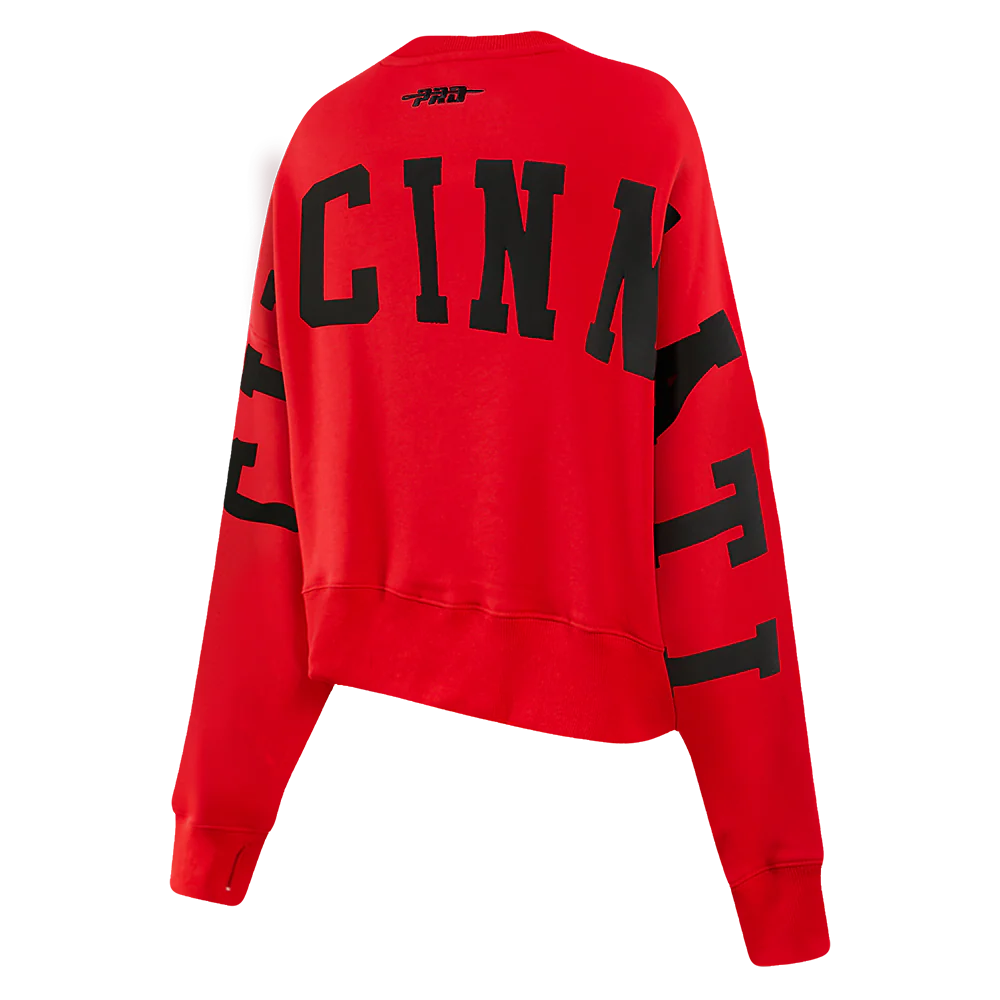 COLLEGE UNIVERSITY OF CINCINNATI WINGSPAN WOMEN'S FLC CREWNECK (RED) - Image 4