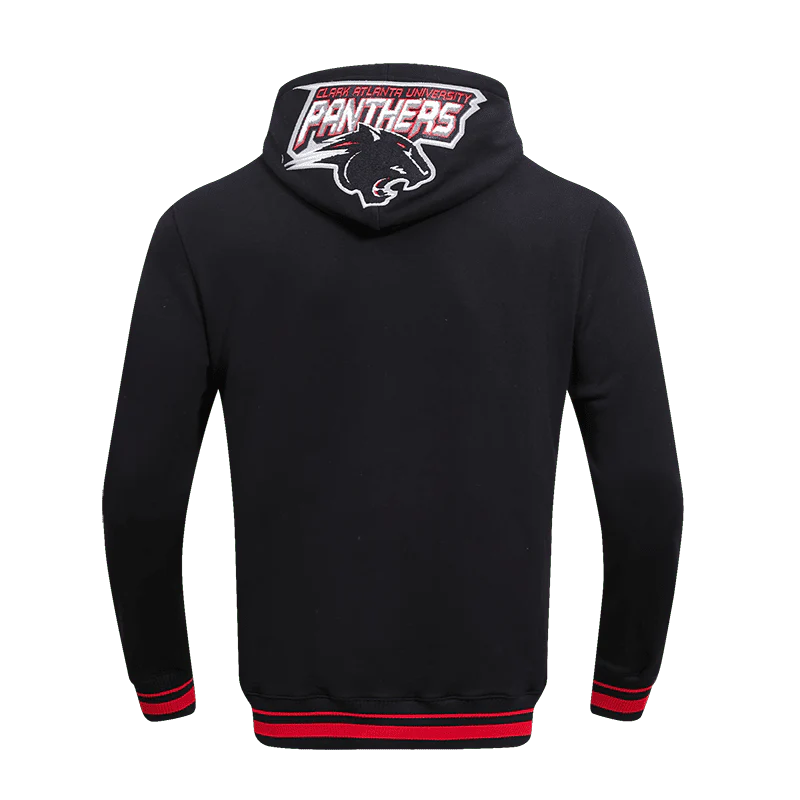 CLARK ATLANTA UNIVERSITY CLASSIC MEN'S STACKED LOGO PO HOODIE (BLACK/RED/BLACK) - Image 3