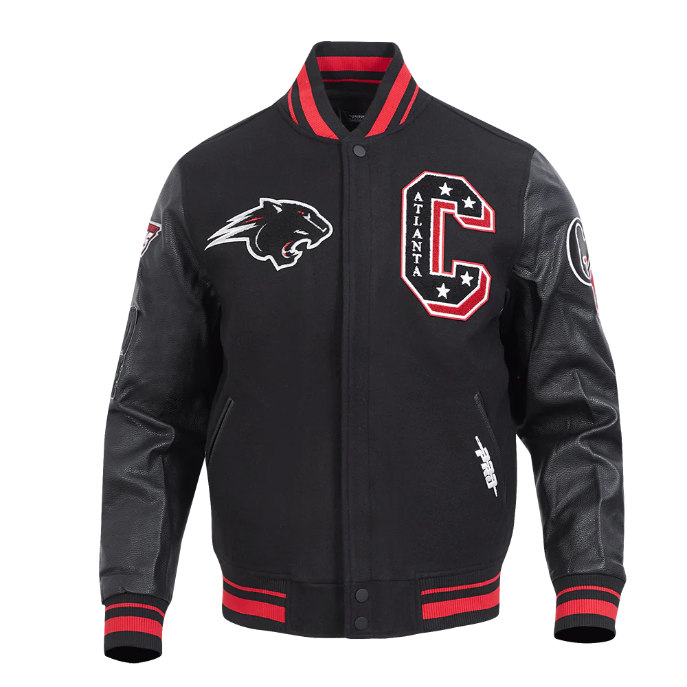 CLARK ATLANTA UNIVERSITY CLASSIC RIB WOOL VARSITY JACKET (BLACK/RED/BLACK)