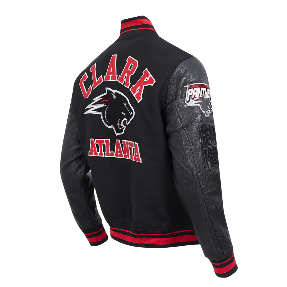 CLARK ATLANTA UNIVERSITY CLASSIC RIB WOOL VARSITY JACKET (BLACK/RED/BLACK) - Image 4