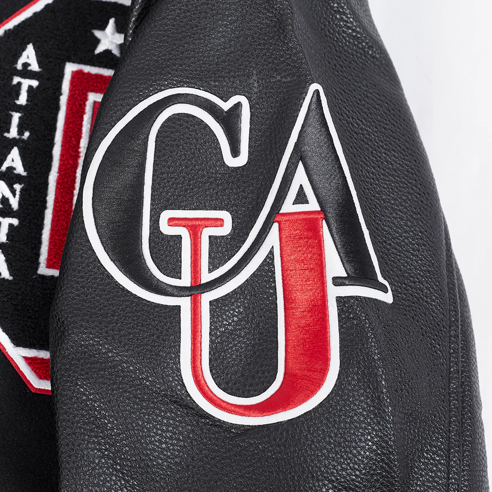 CLARK ATLANTA UNIVERSITY CLASSIC RIB WOOL VARSITY JACKET (BLACK/RED/BLACK) - Image 5