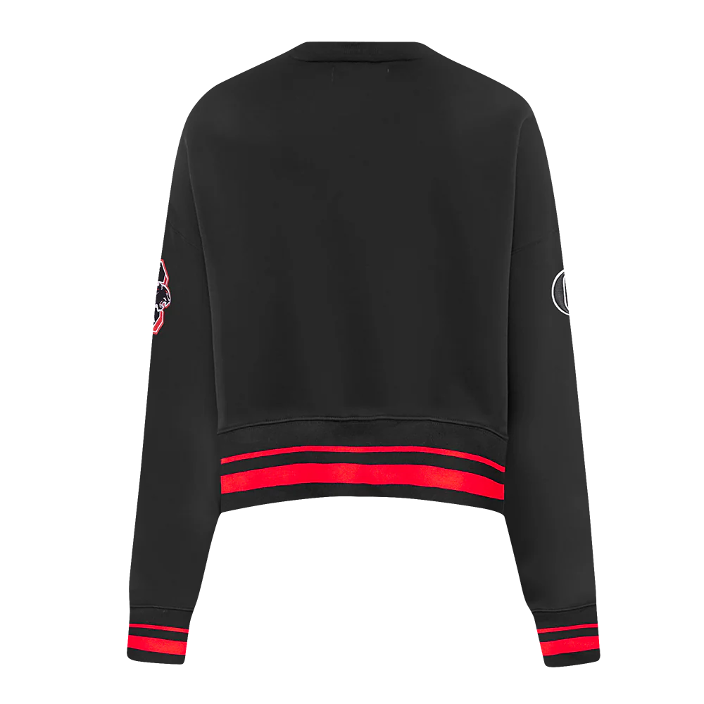 CLARK ATLANTA UNIVERSITY CLASSIC RIB FLEECE CREWNECK (BLACK/RED/BLACK) - Image 3