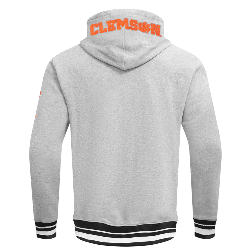 CLEMSON UNIVERSITY CLASSIC MEN'S STACKED LOGO PULLOVER HOODIE (HEATHER GRAY/BLACK) - Image 10