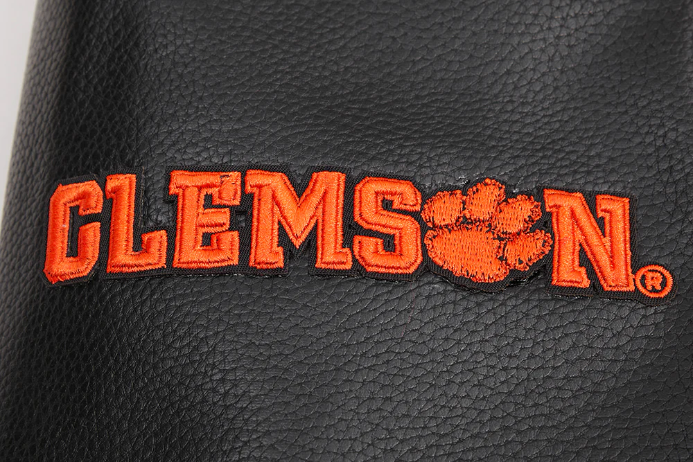CLEMSON UNIVERSITY CLASSIC RIB WOOL VARSITY JACKET (BLACK/ORANGE) - Image 7