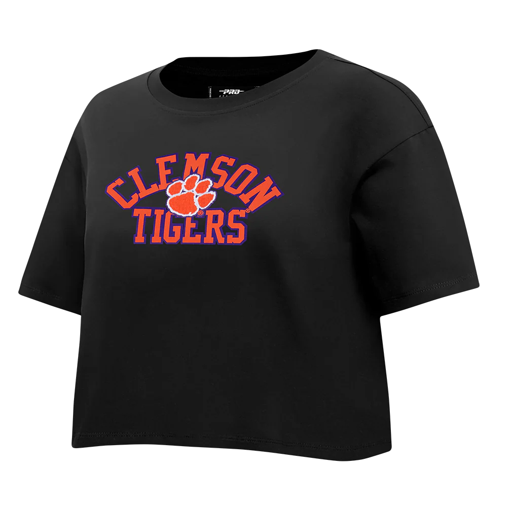 CLEMSON UNIVERSITY CLASSIC SINGLE JERSEY BOXY TEE (BLACK) - Image 4