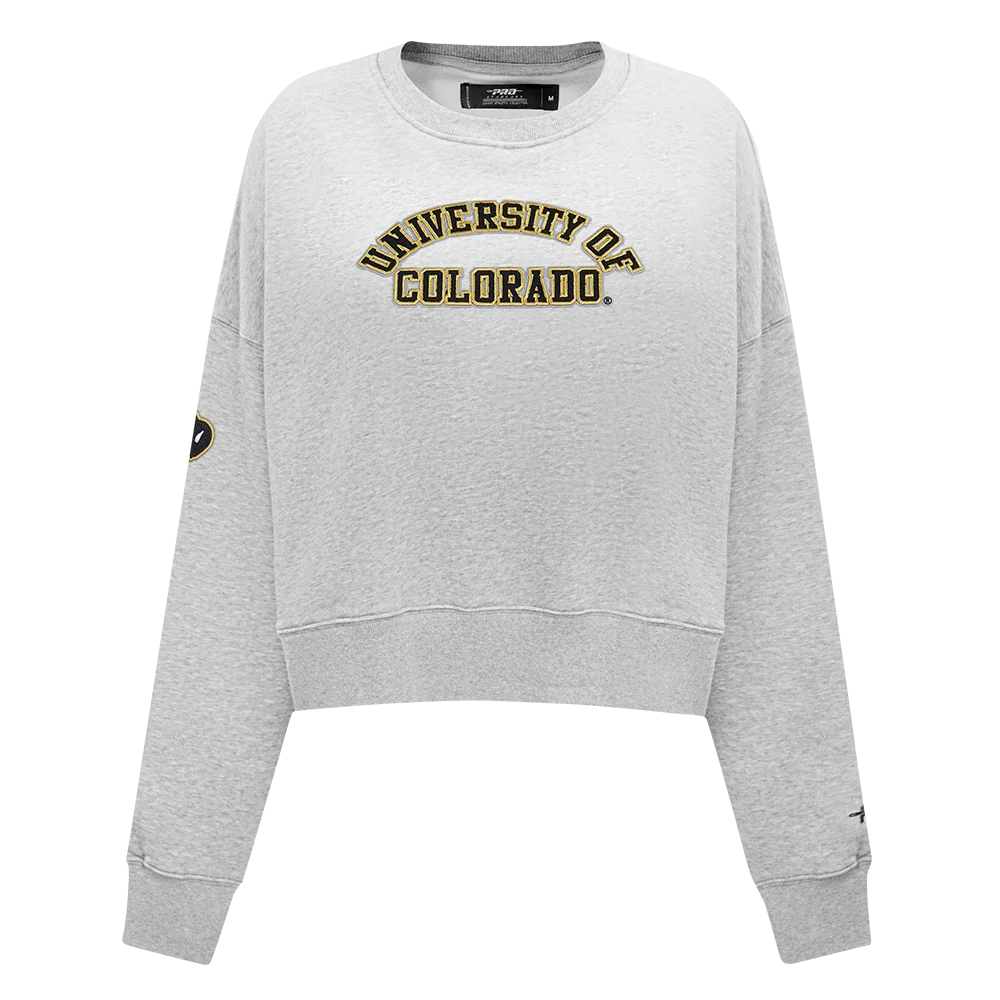 UNIVERSITY OF COLORADO CLASSIC WOMEN'S FLEECE CREWNECK (HEATHER GREY)