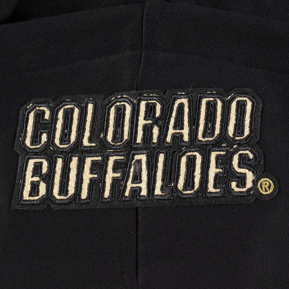 UNIVERSITY OF COLORADO CLASSIC WOMEN'S RIB FLEECE CROPPED PULLOVER HOODIE (BLACK) - Image 7