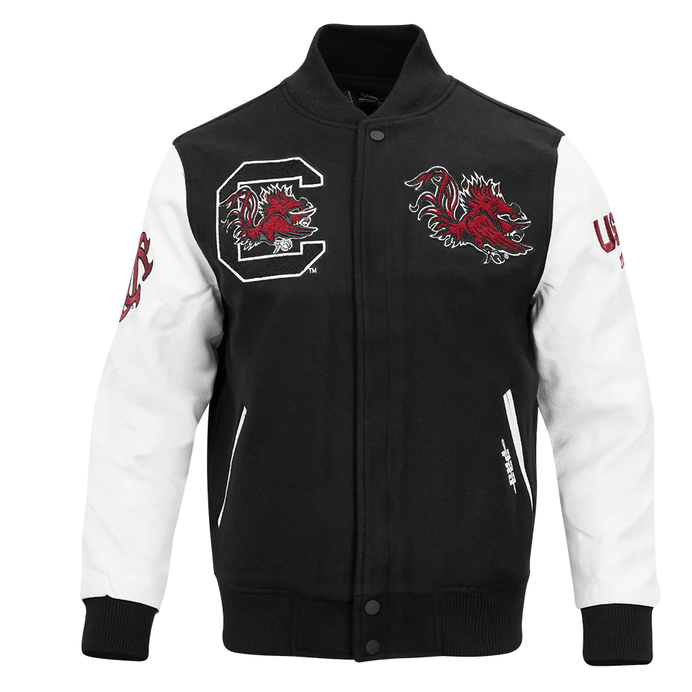 UNIVERSITY OF SOUTH CAROLINA CLASSIC RIB WOOL MEN'S VARSITY JACK (BLACK/WHITE)
