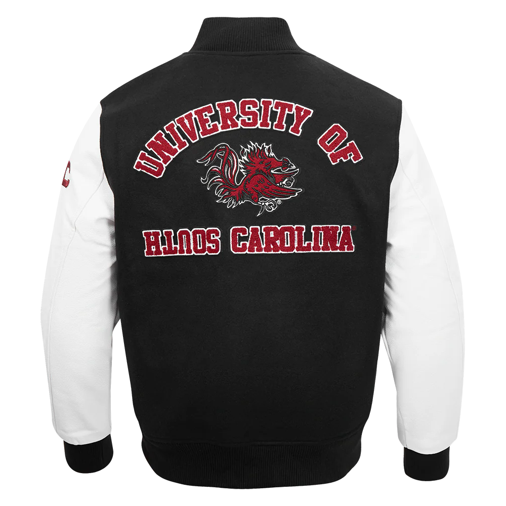 UNIVERSITY OF SOUTH CAROLINA CLASSIC RIB WOOL MEN'S VARSITY JACK (BLACK/WHITE) - Image 4