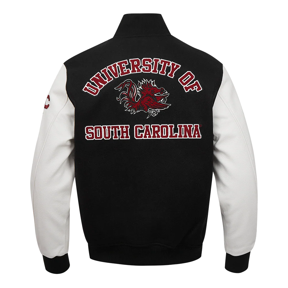 UNIVERSITY OF SOUTH CAROLINA CLASSIC MEN'S WOOL VARSITY JACKET (BLACK/WHITE) - Image 3