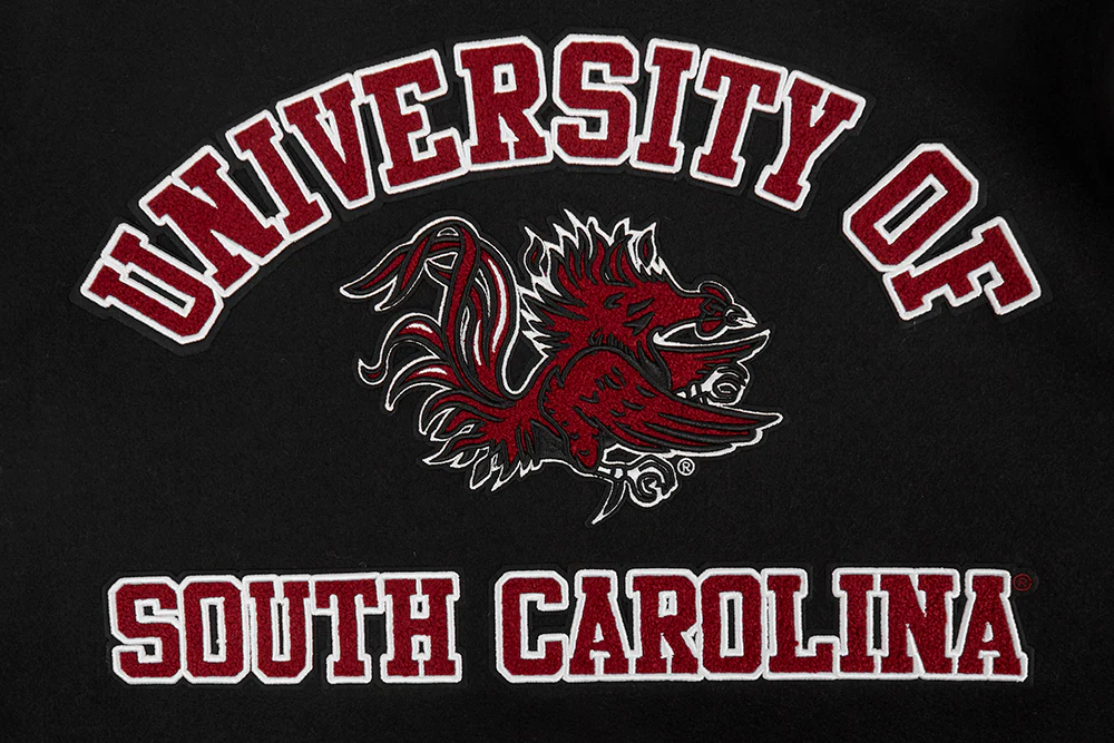 UNIVERSITY OF SOUTH CAROLINA CLASSIC MEN'S WOOL VARSITY JACKET (BLACK/WHITE) - Image 9