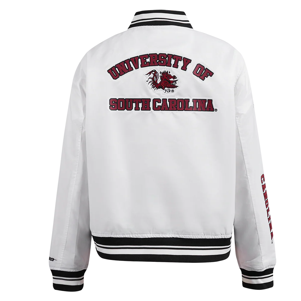 UNIVERSITY OF SOUTH CAROLINA CLASSIC WOMEN'S RIB SATIN JACKET (WHITE/BLACK) - Image 3