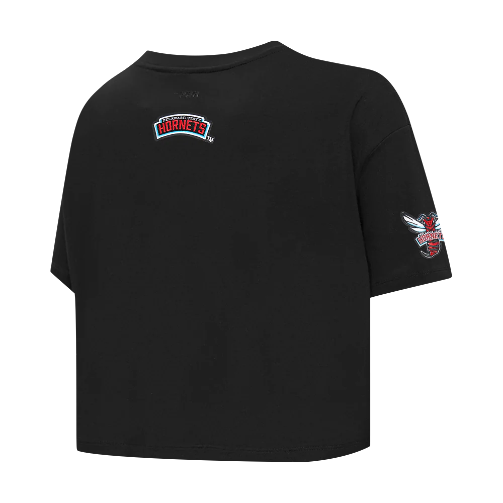 COLLEGE DELAWARE STATE UNIVERSITY CLASSIC WOMEN'S SJ BOXY TEE (BLACK) - Image 4