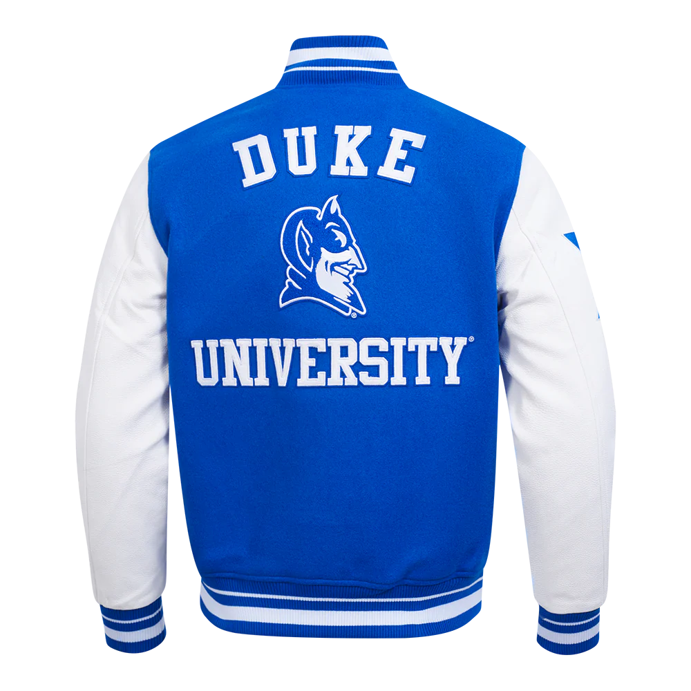 DUKE UNIVERSITY CLASSIC MEN'S RIB WOOL VARSITY JACKET (ROYAL BLUE/WHITE) - Image 3