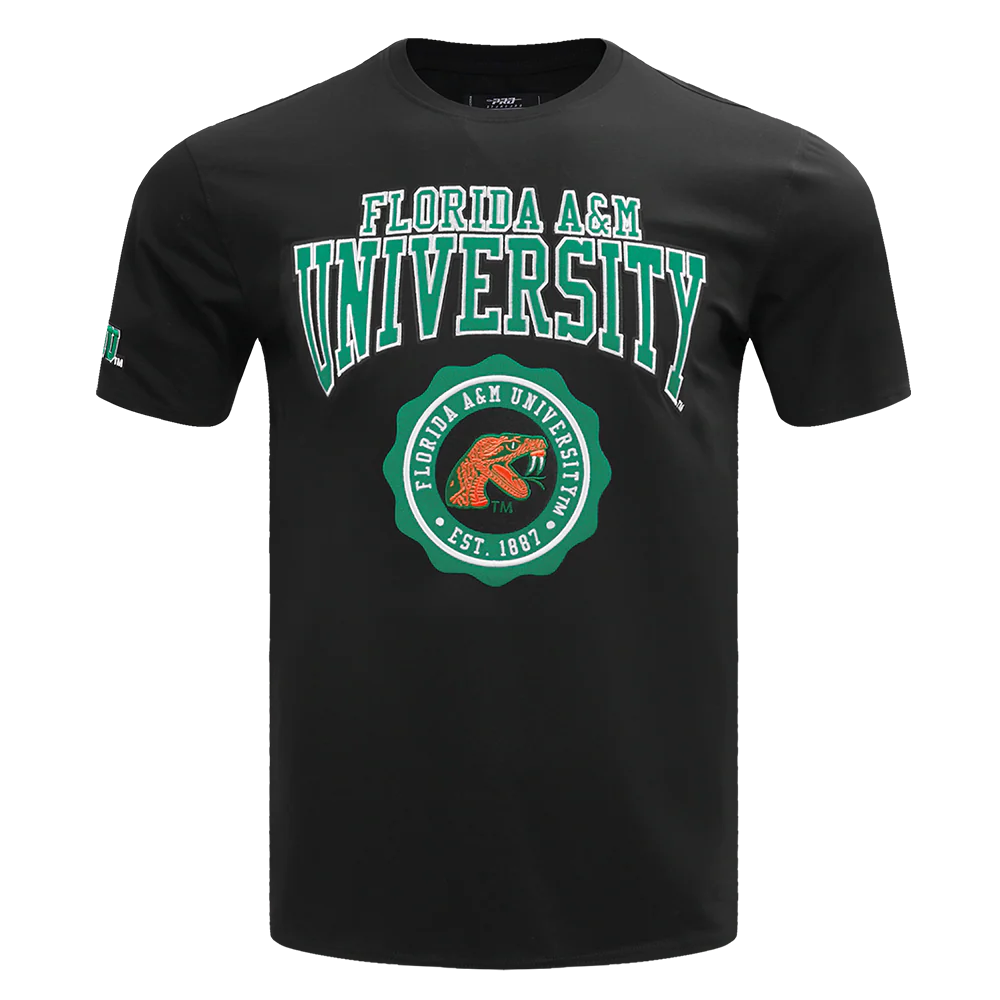 COLLEGE FLORIDA A&M UNIVERSITY CREST EMBLEM MEN'S SJ TEE (BLACK)