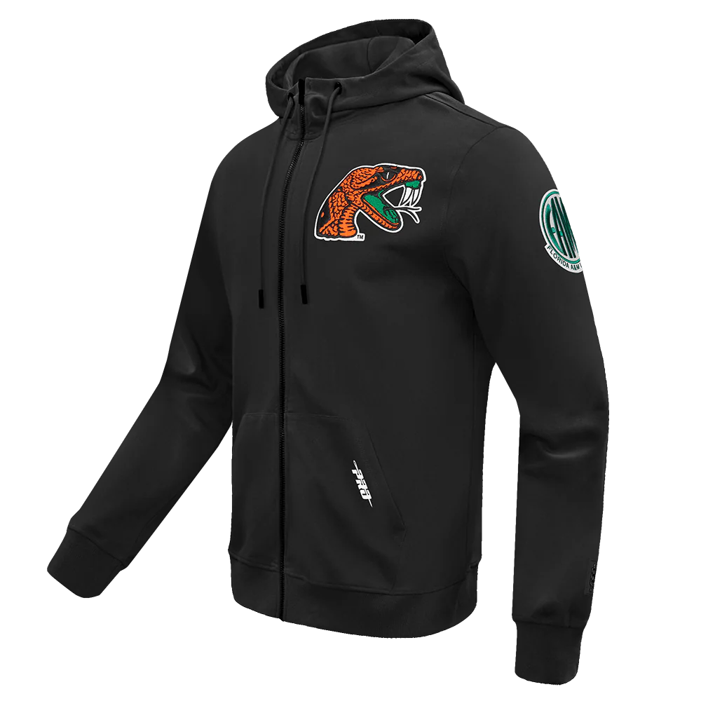 FLORIDA A&M UNIVERSITY CLASSIC MEN'S FULL ZIP PULLOVER HOODIE (BLACK) - Image 2