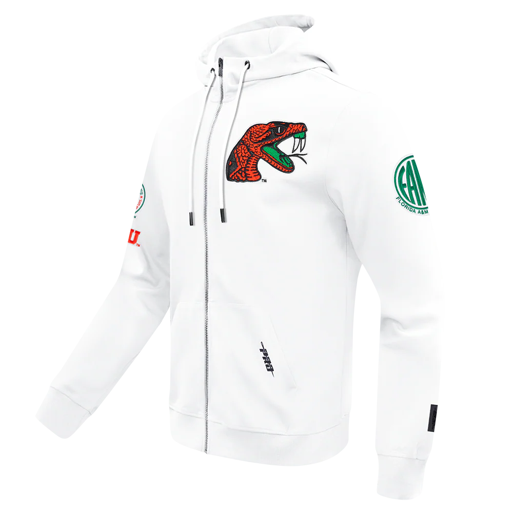 FLORIDA A&M UNIVERSITY CLASSIC MEN'S FULL ZIP PULLOVER HOODIE (WHITE) - Image 2