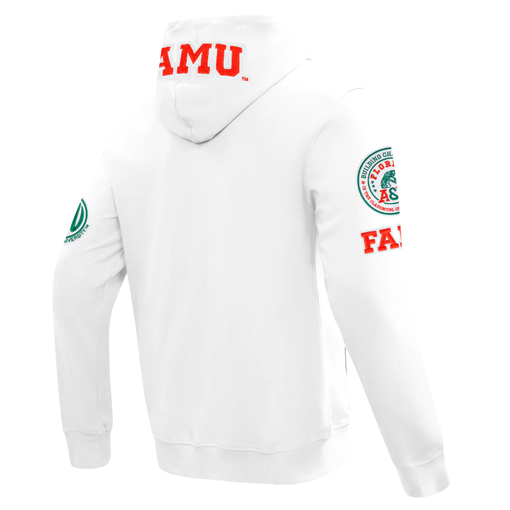 FLORIDA A&M UNIVERSITY CLASSIC MEN'S FULL ZIP PULLOVER HOODIE (WHITE) - Image 4