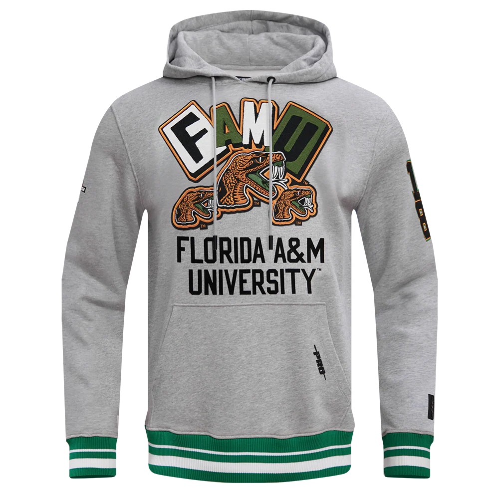 FLORIDA A&M UNIVERSITY HOMECOMING MEN'S RIB PULLOVER HOODIE (HEATHER GREY/GREEN)
