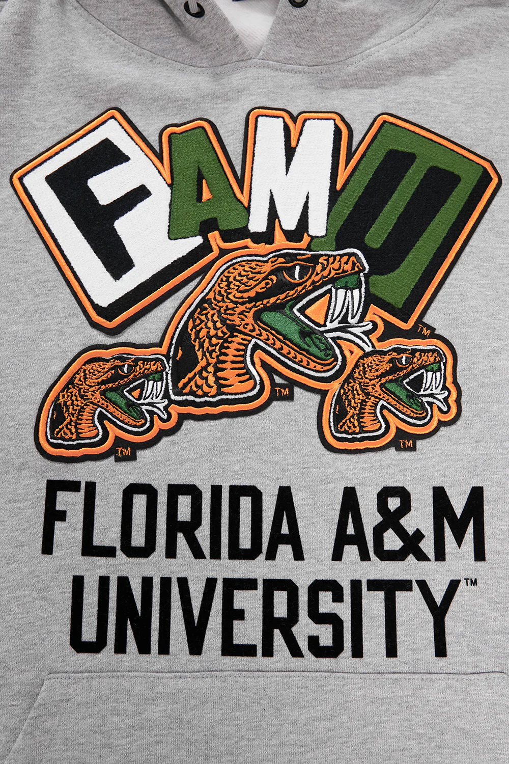 FLORIDA A&M UNIVERSITY HOMECOMING MEN'S RIB PULLOVER HOODIE (HEATHER GREY/GREEN) - Image 6