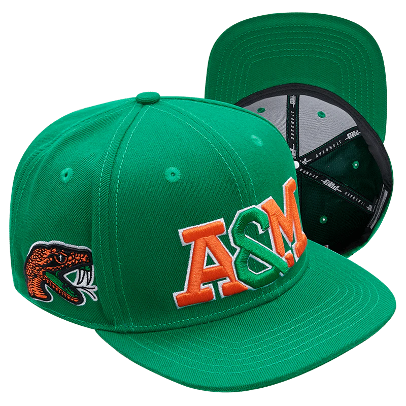 FLORIDA A&M UNIVERSITY CLASSIC UNISEX STACKED LOGO SNAPBACK HAT (KELLY GREEN) - Image 6