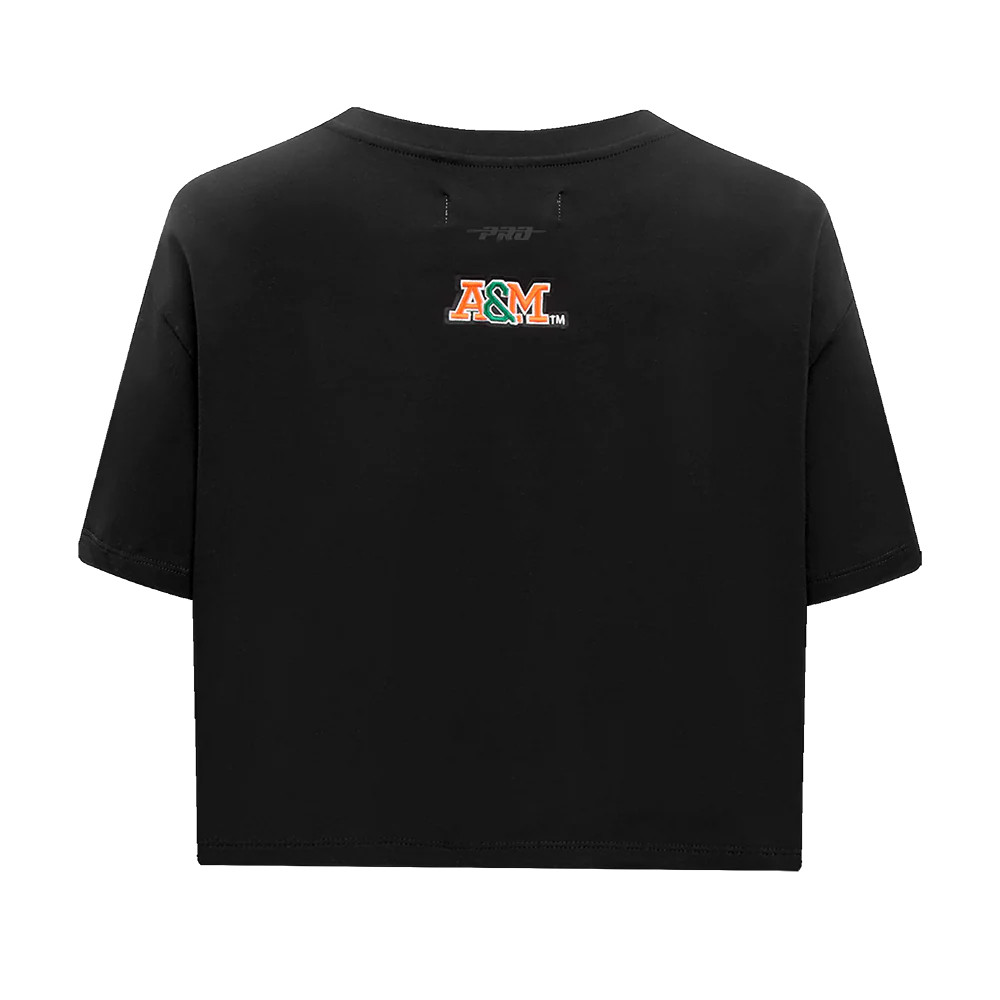 FLORIDA A&M UNIVERSITY CLASSIC WOMEN'S SINGLE JERSEY BOXY TEE (BLACK) - Image 3