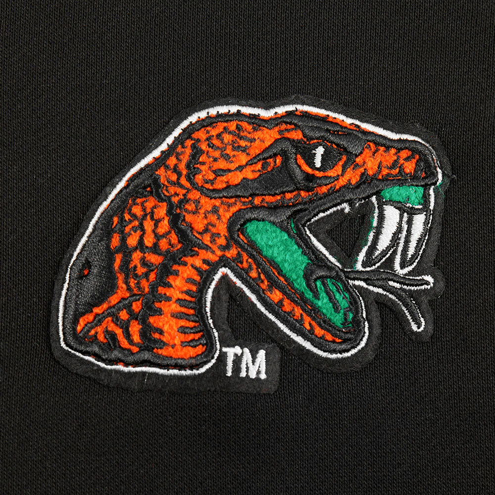 FLORIDA A&M UNIVERSITY CLASSIC RIB FLEECE CROPPED PULLOVER HOODIE (BLACK) - Image 5