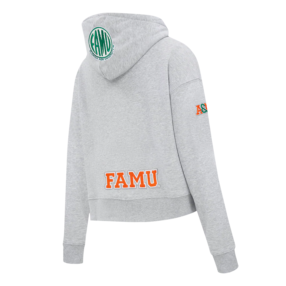 FLORIDA A&M UNIVERSITY CLASSIC FLEECE CROPPED PULLOVER HOODIE (HEATHER GREY) - Image 4