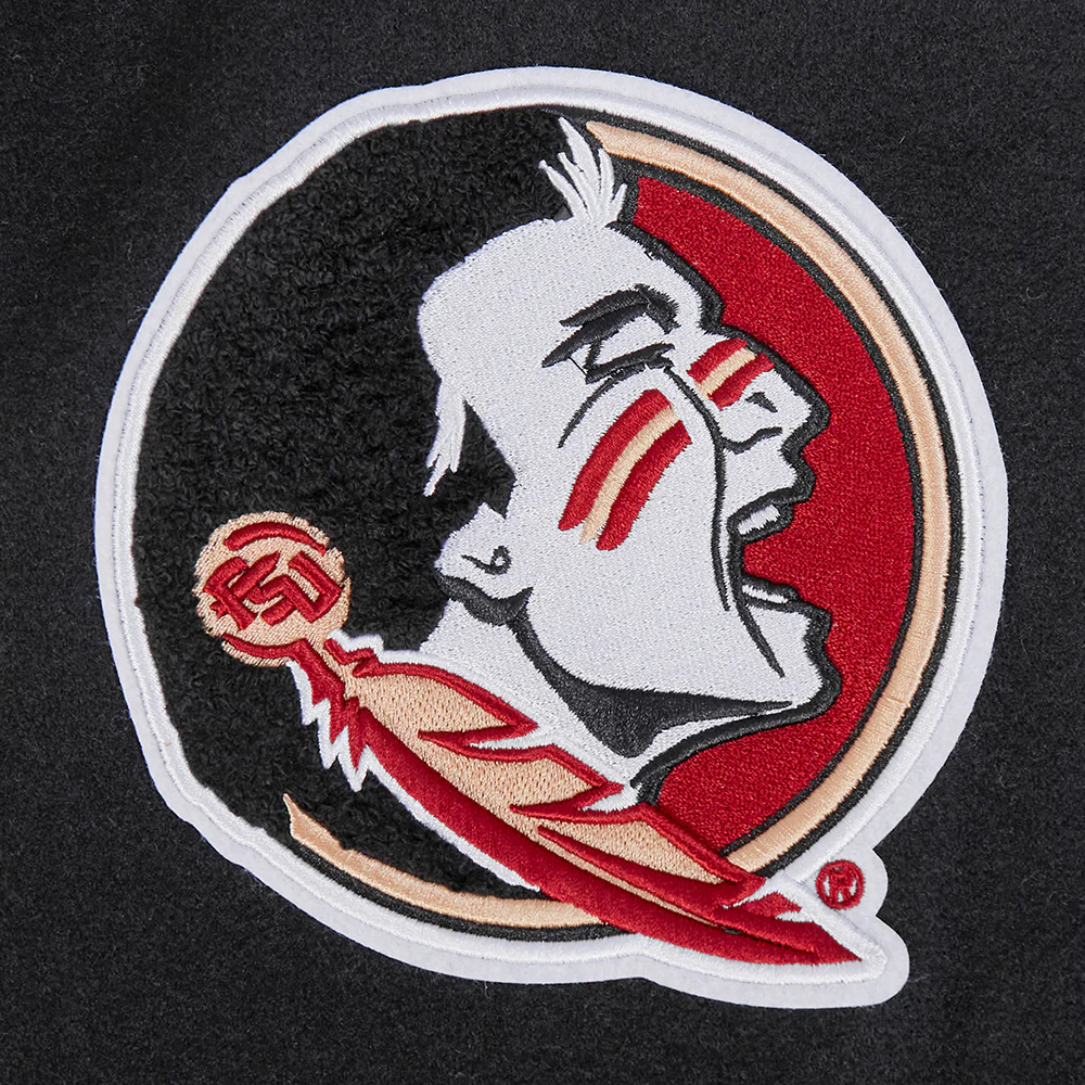FLORIDA STATE UNIVERSITY CLASSIC WOOL VARSITY JACKET (BLACK/WHITE) - Image 5