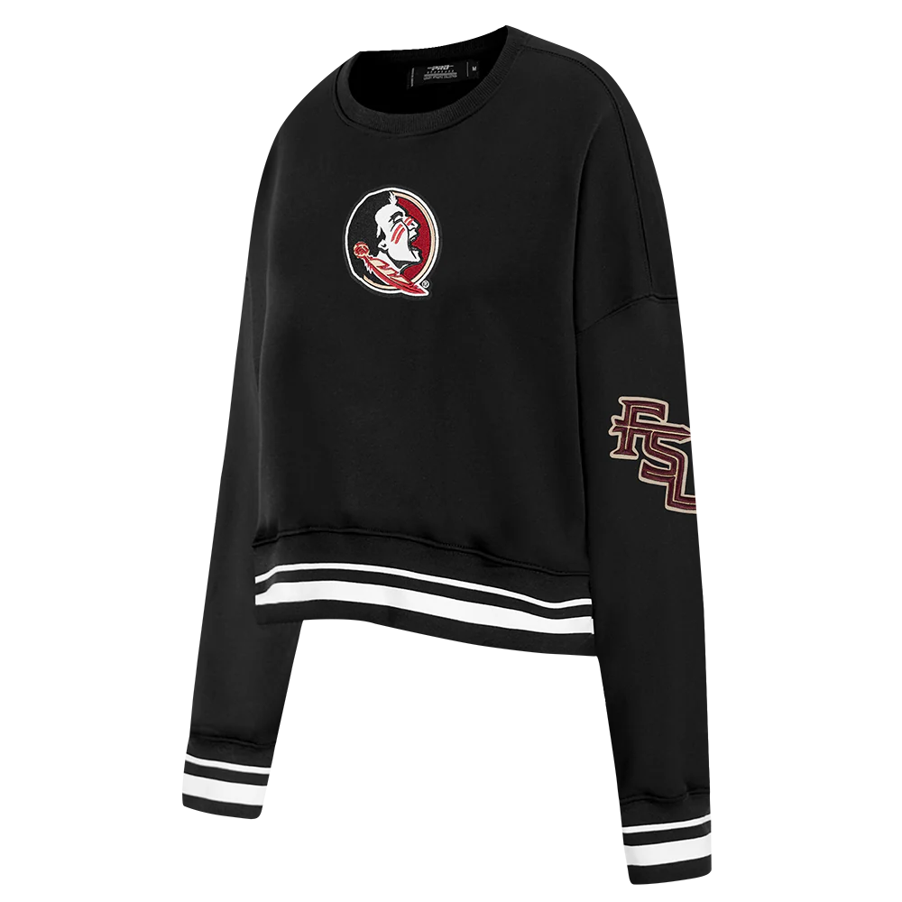 FLORIDA STATE UNIVERSITY CLASSIC WOMEN'S RIB FLEECE CREWNECK (BLACK) - Image 2