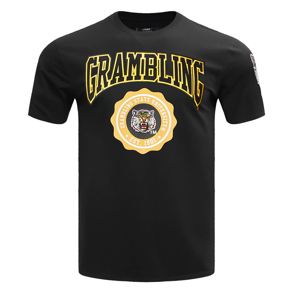 COLLEGE GRAMBLING STATE UNIVERSITY CREST EMBLEM MEN'S SJ TEE (BLACK)
