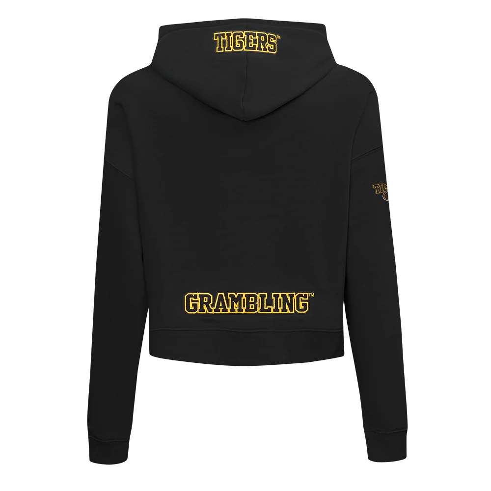 GRAMBLING STATE UNIVERSITY CLASSIC FLEECE CROPPED PULLOVER HOODIE (BLACK) - Image 3
