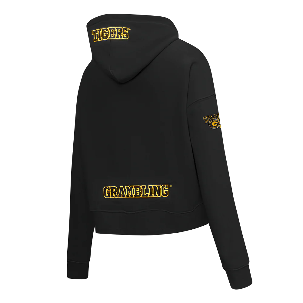 GRAMBLING STATE UNIVERSITY CLASSIC FLEECE CROPPED PULLOVER HOODIE (BLACK) - Image 4