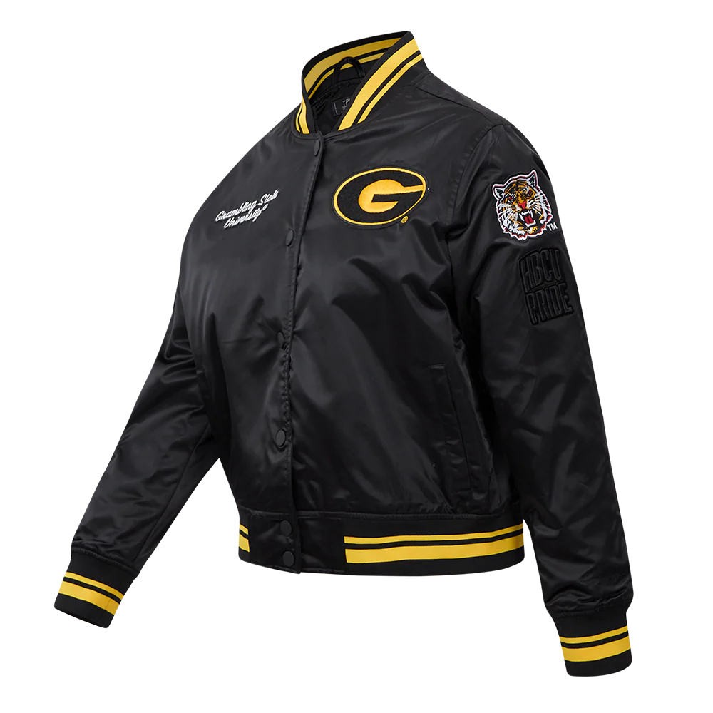 GRAMBLING STATE UNIVERSITY CLASSIC WOMEN'S RIB SATIN JACKET (BLACK/YELLOW) - Image 11