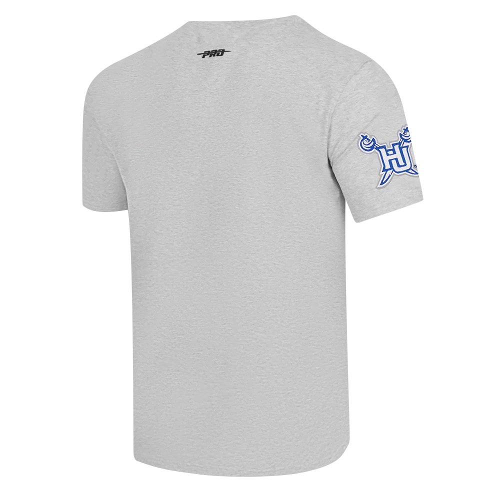 HAMPTON UNIVERSITY CLASSIC MEN'S STACKED LOGO SINGLE JERSEY TEE (HEATHER GREY) - Image 4