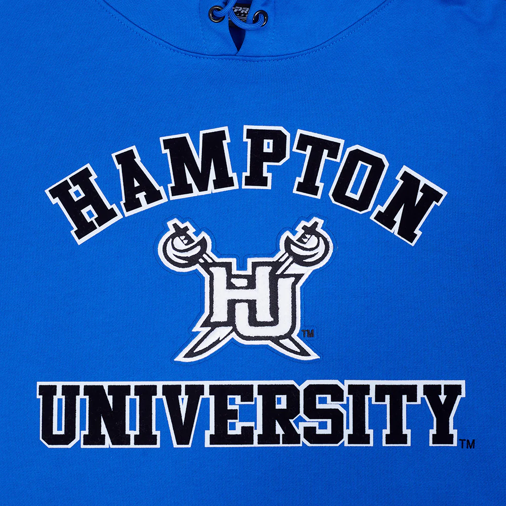 HAMPTON UNIVERSITY CLASSIC MEN'S STACKED LOGO FLEECE PULLOVER HOODIE (ROYAL BLUE) - Image 5