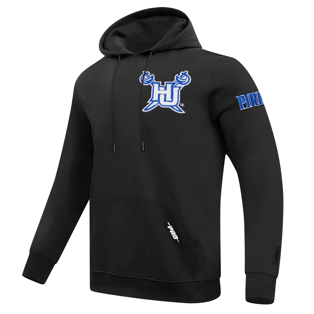 HAMPTON UNIVERSITY CLASSIC MEN'S DOUBLE KNIT PULLOVER HOODIE (BLACK) - Image 4