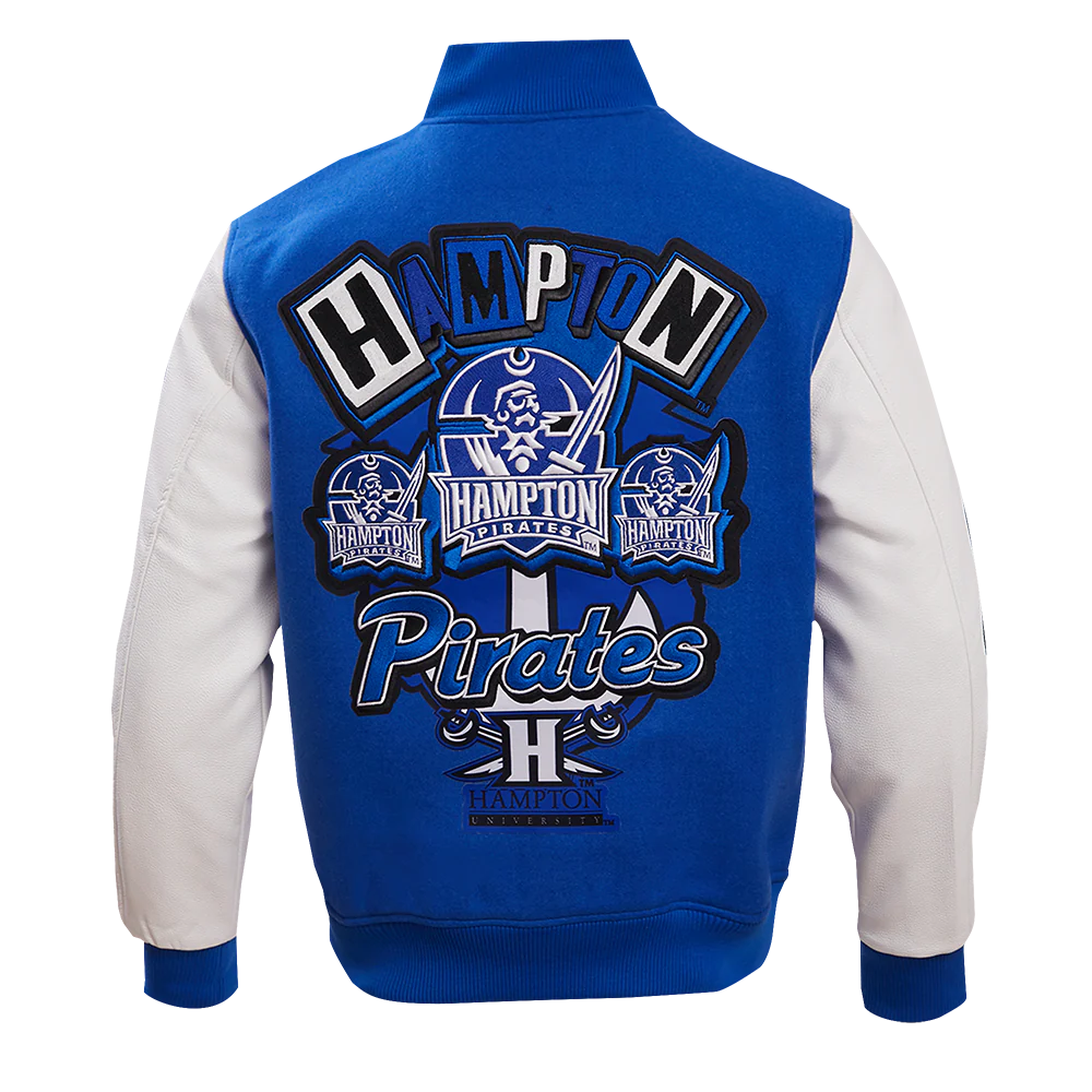 HAMPTON UNIVERSITY HOMECOMING MEN'S WOOL VARSITY JACKET (ROYAL BLUE/WHITE) - Image 3