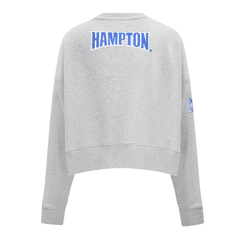 HAMPTON UNIVERSITY CLASSIC WOMEN'S FLEECE CREWNECK (HEATHER GREY) - Image 3