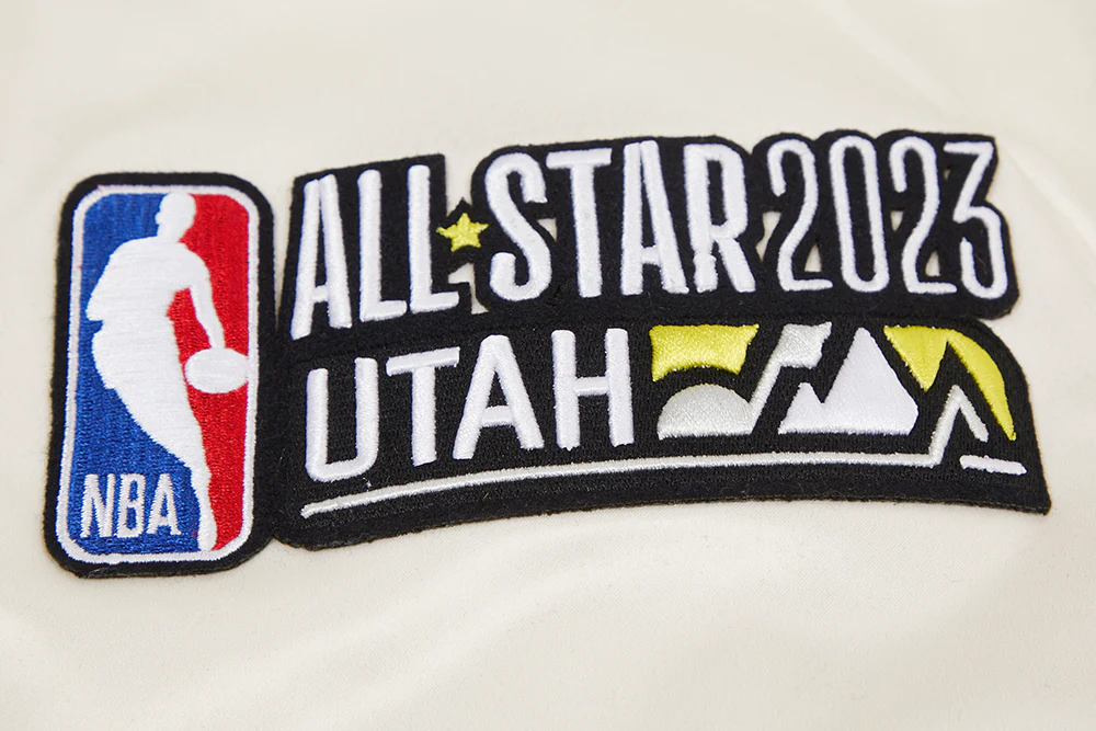 NBA X HBCU ALL STAR 2023 MEN'S RIB SATIN JACKET (EGGSHELL/ BLACK) - Image 5
