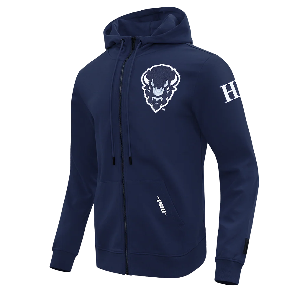 HOWARD UNIVERSITY CLASSIC MEN'S FULL ZIP PULLOVER HOODIE (MIDNIGHT NAVY) - Image 2