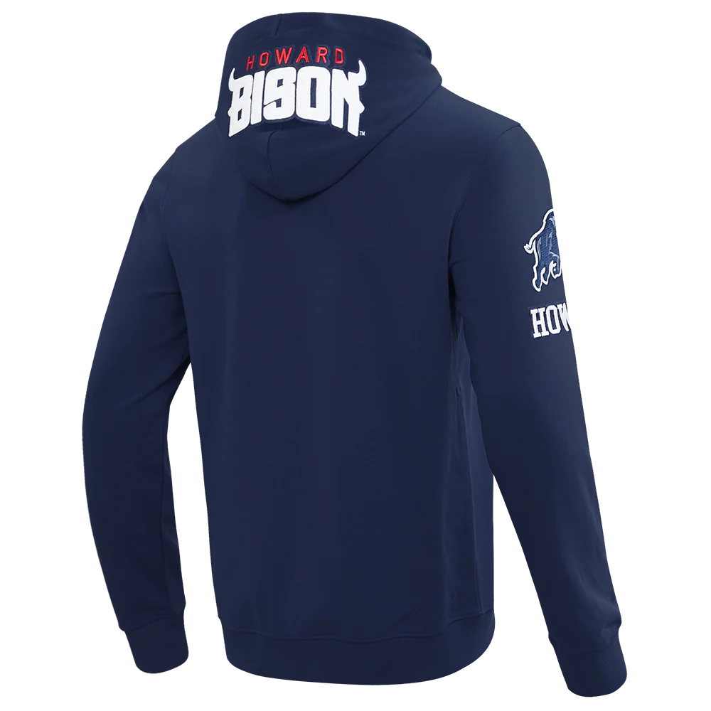 HOWARD UNIVERSITY CLASSIC MEN'S FULL ZIP PULLOVER HOODIE (MIDNIGHT NAVY) - Image 4