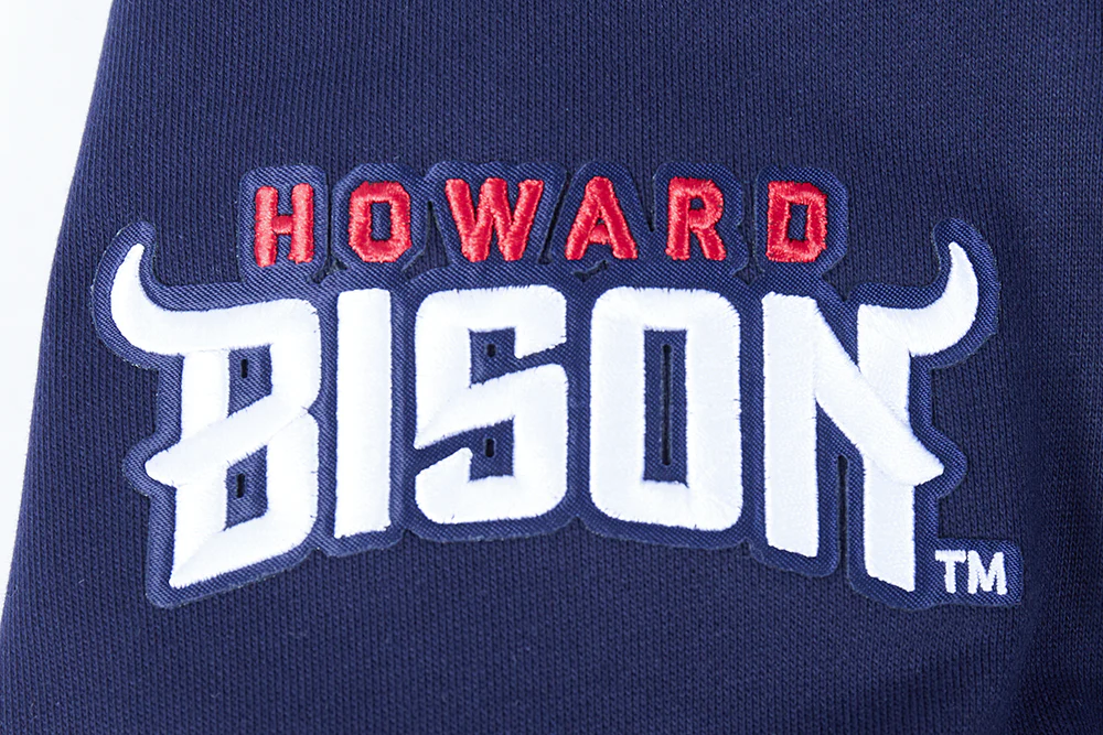 COLLEGE HOWARD UNIVERSITY CREST EMBLEM MEN'S RIB FLC PO HOODIE (MIDNIGHT NAVY) - Image 6