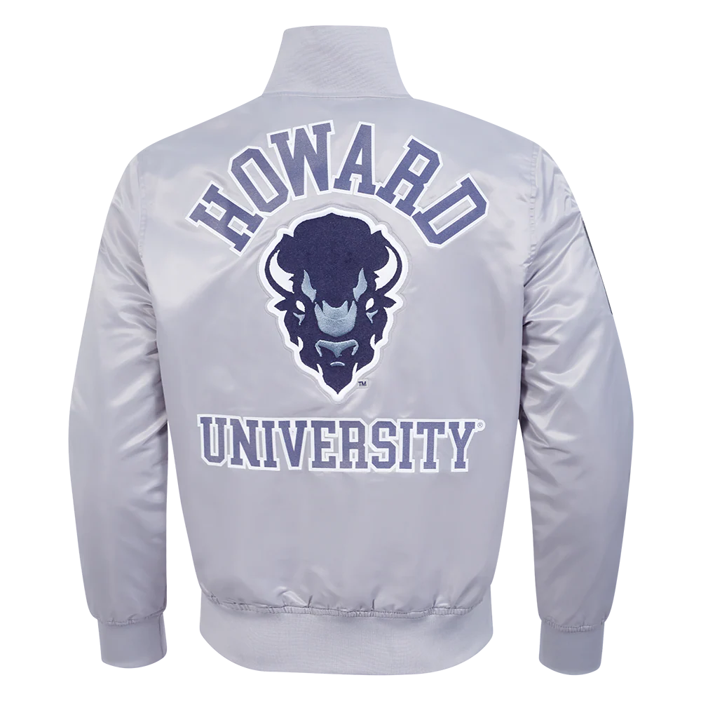HOWARD UNIVERSITY CLASSIC SATIN JACKET (SILVER) - Image 3
