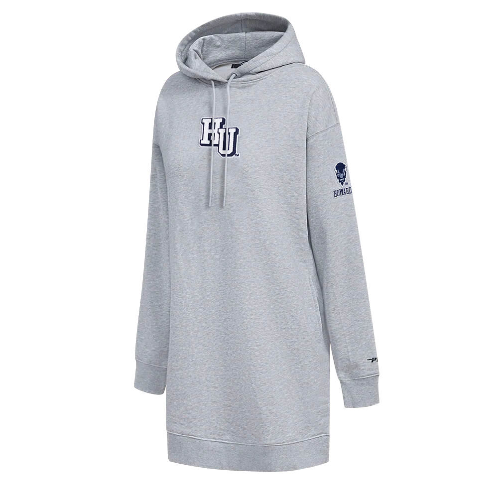 HOWARD UNIVERSITY CLASSIC WOMEN'S FLEECE HOODIE DRESS (HEATHER GREY) - Image 2