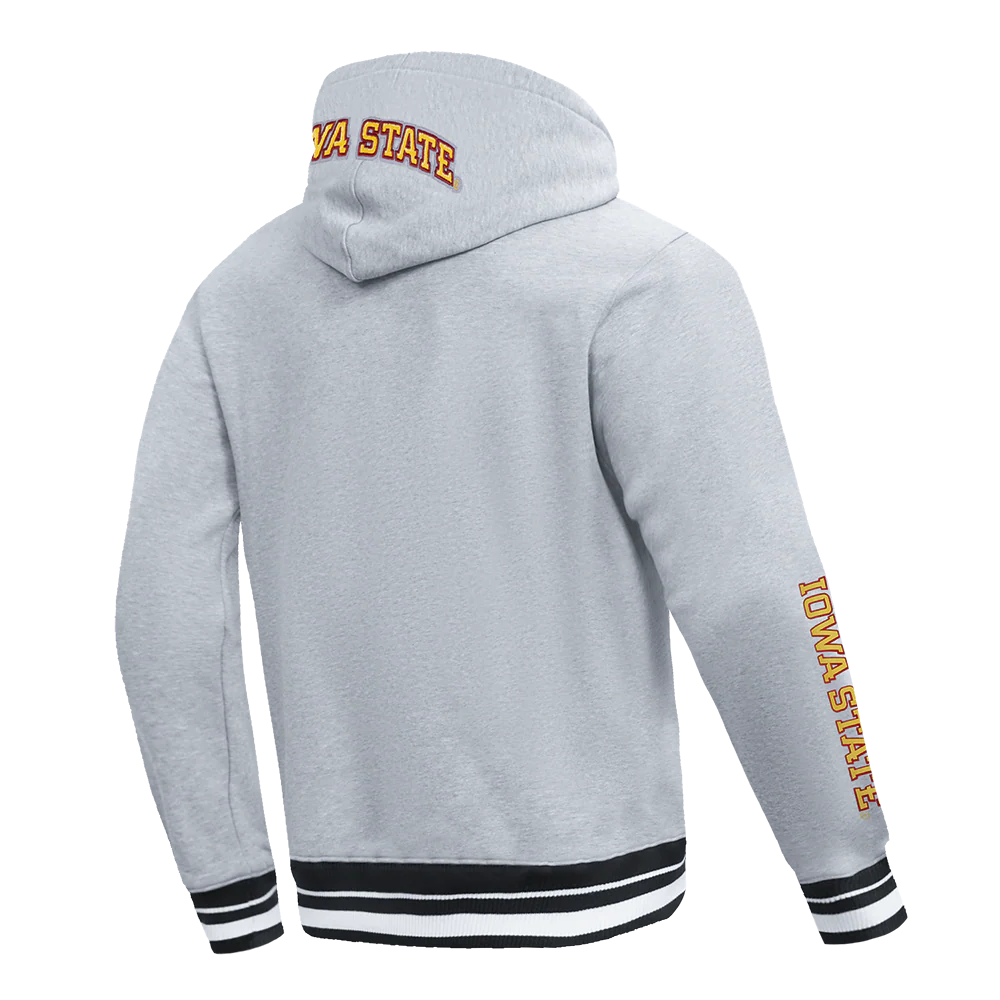 COLLEGE IOWA STATE UNIVERSITY COLLEGE CLASSIC CHENILLE MEN'S RIB FLC PO HOODIE (HEATHER GRAY/BLACK) - Image 4